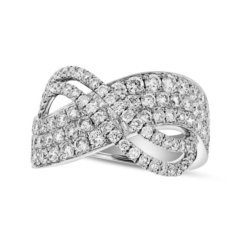 Image of ID 1 175 CT TW Natural Diamond Crossover Ring in Solid 18K White Gold (H/I1)