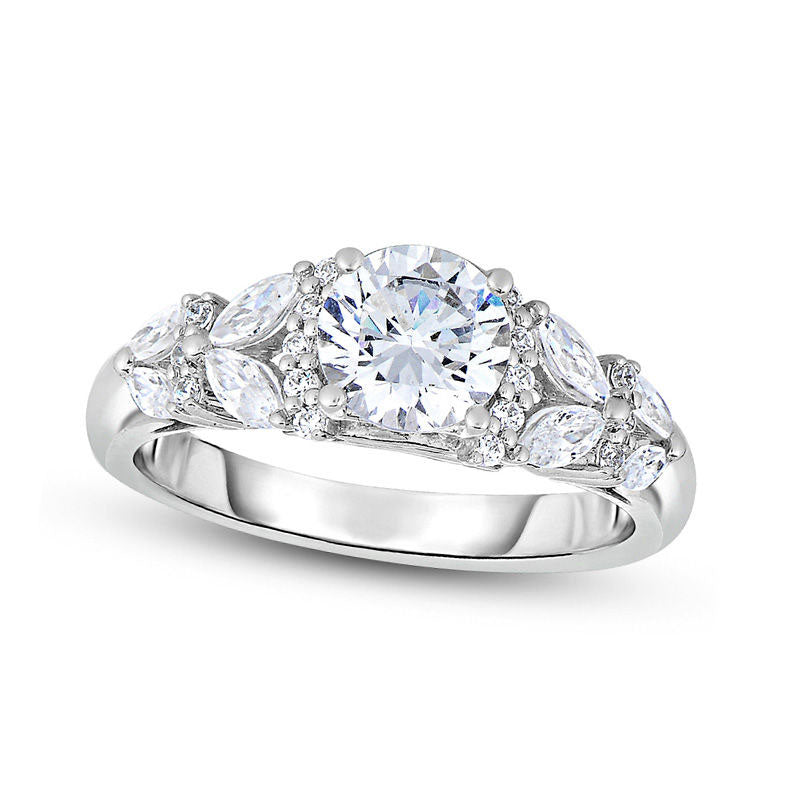 Image of ID 1 175 CT TW Natural Diamond Engagement Ring in Solid 14K White Gold