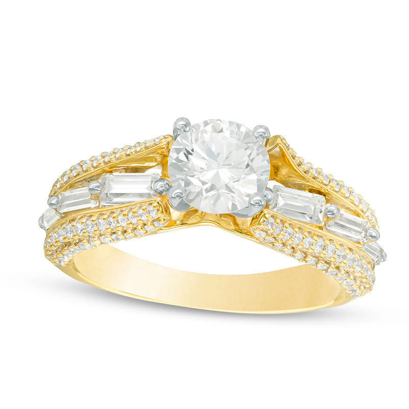 Image of ID 1 175 CT TW Natural Diamond Multi-Row Engagement Ring in Solid 14K Gold