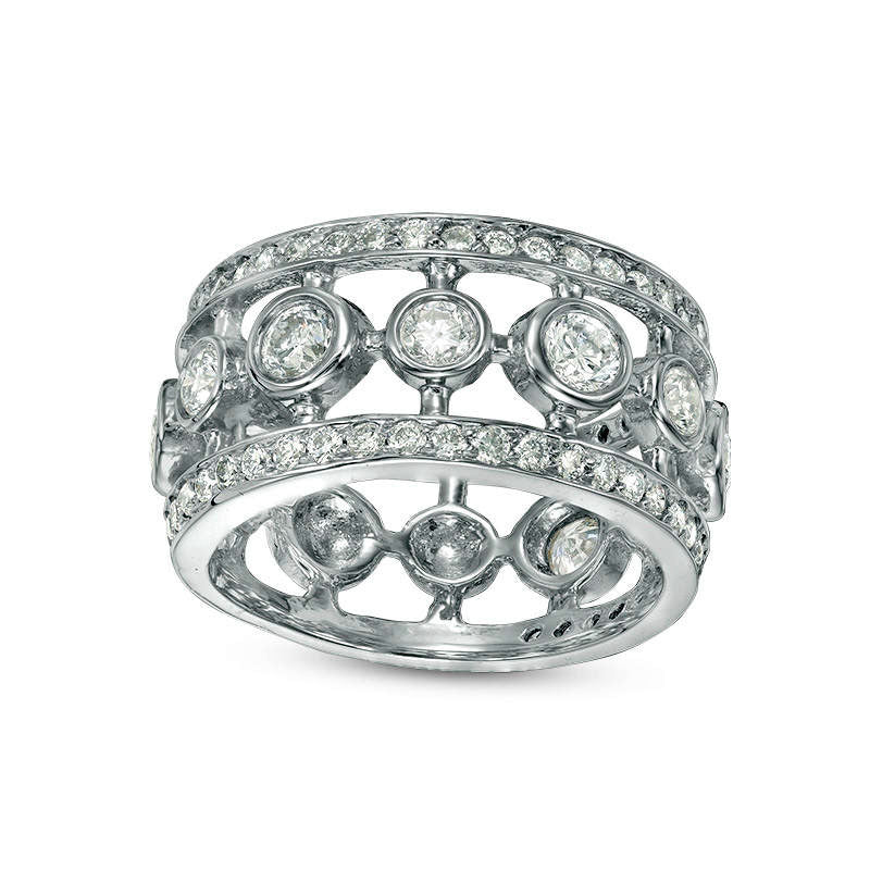 Image of ID 1 175 CT TW Natural Diamond Open Antique Vintage-Style Wide Eternity Band in Solid 14K White Gold