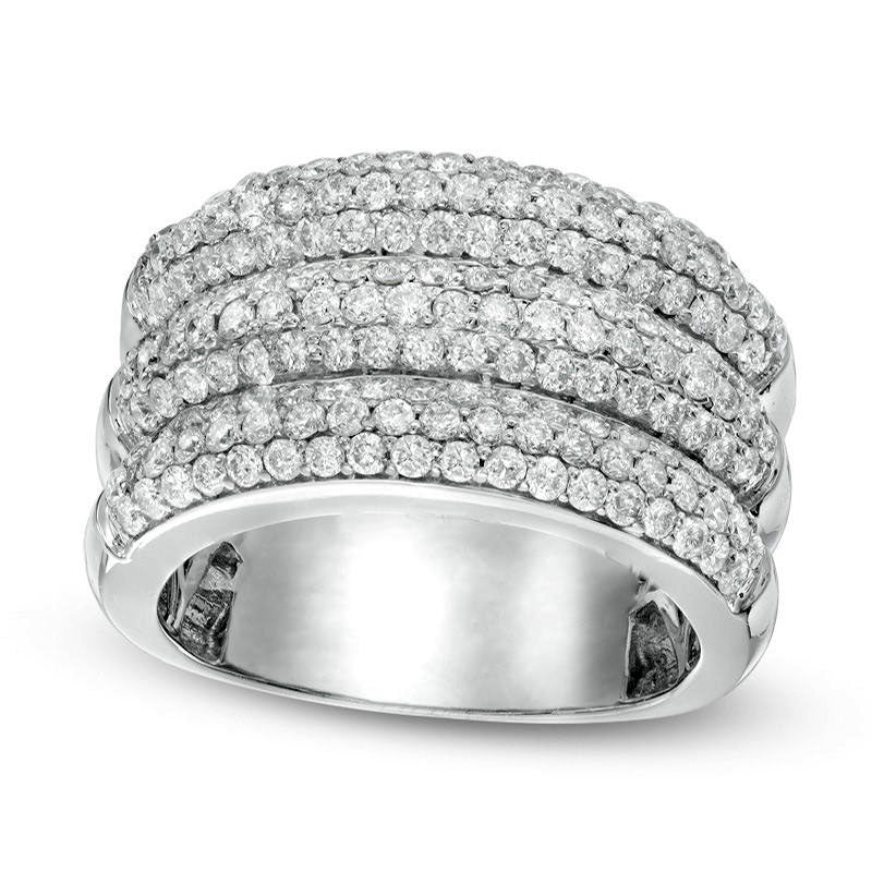 Image of ID 1 175 CT TW Natural Diamond Three Row Anniversary Band in Solid 10K White Gold