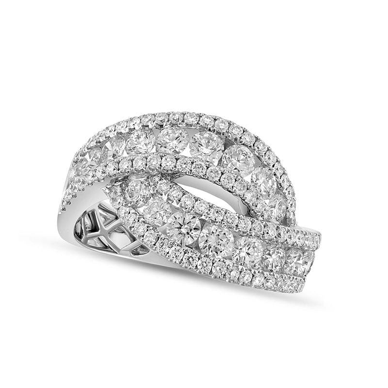 Image of ID 1 188 CT TW Natural Diamond Multi-Row Bypass Ring in Solid 18K White Gold - Size 65