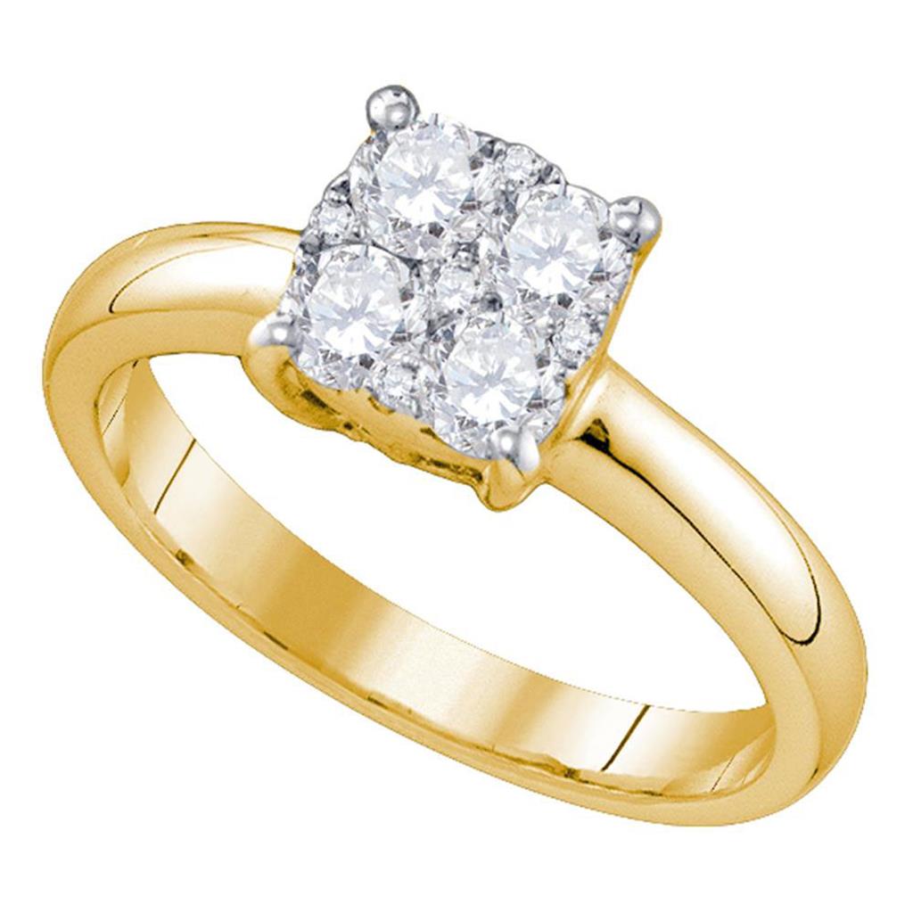 Image of ID 1 18k Yellow Gold Round Diamond Cluster Ring 1/2 Cttw