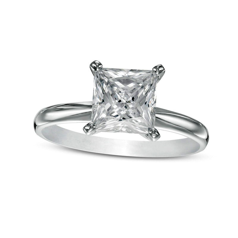 Image of ID 1 20 CT Certified Princess-Cut Lab-Created Diamond Solitaire Engagement Ring in Solid 14K White Gold (F/VS2)