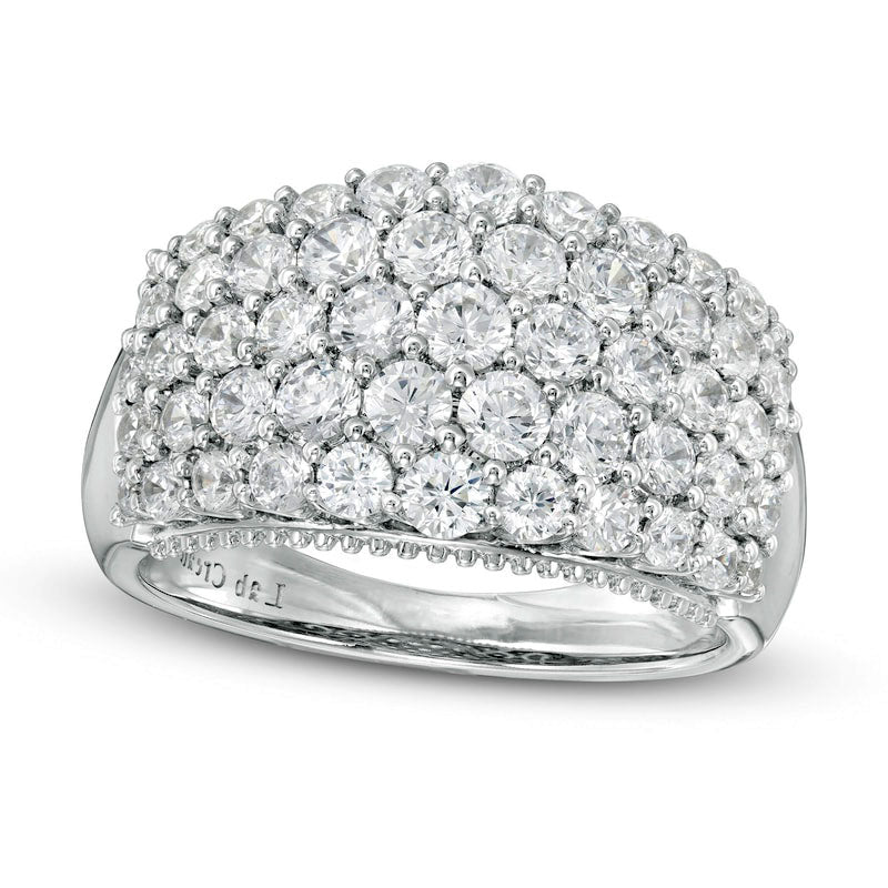 Image of ID 1 20 CT TW Certified Composite Lab-Created Diamond Multi-Row Ring in Solid 14K White Gold (F/SI2)