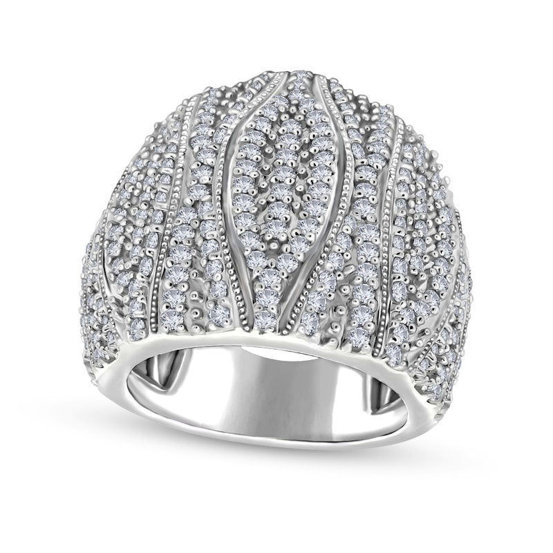 Image of ID 1 20 CT TW Composite Natural Diamond Antique Vintage-Style Beaded Ring in Sterling Silver