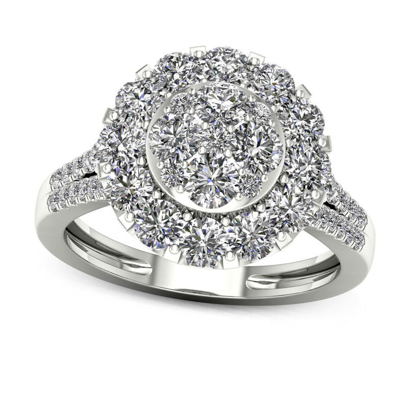Image of ID 1 20 CT TW Composite Natural Diamond Frame Ring in Solid 14K White Gold