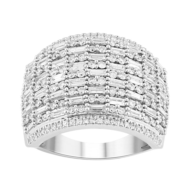 Image of ID 1 20 CT TW Composite Natural Diamond Multi-Row Ring in Solid 10K White Gold