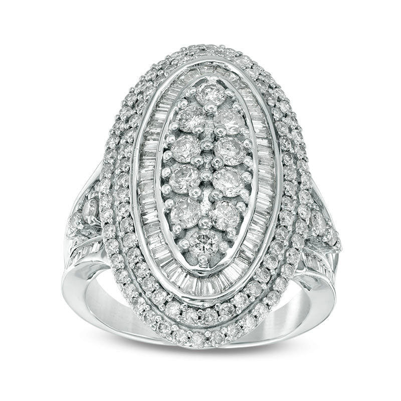 Image of ID 1 20 CT TW Composite Natural Diamond Oval Frame Ring in Solid 10K White Gold