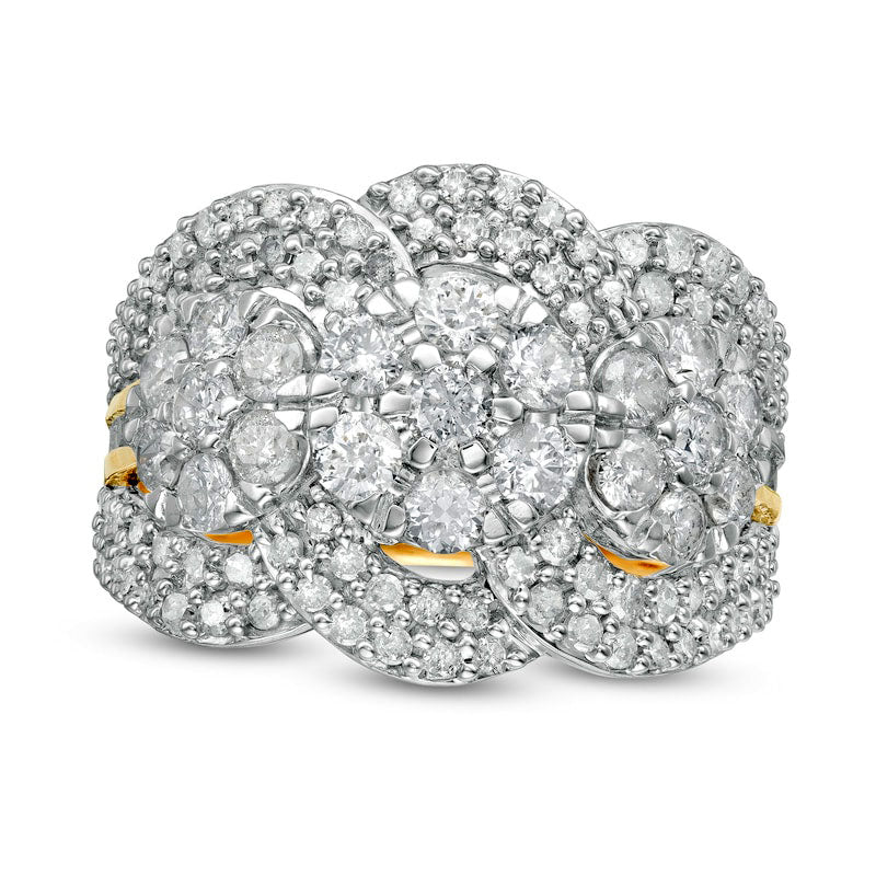 Image of ID 1 20 CT TW Composite Natural Diamond Trio Ring in Solid 10K Yellow Gold