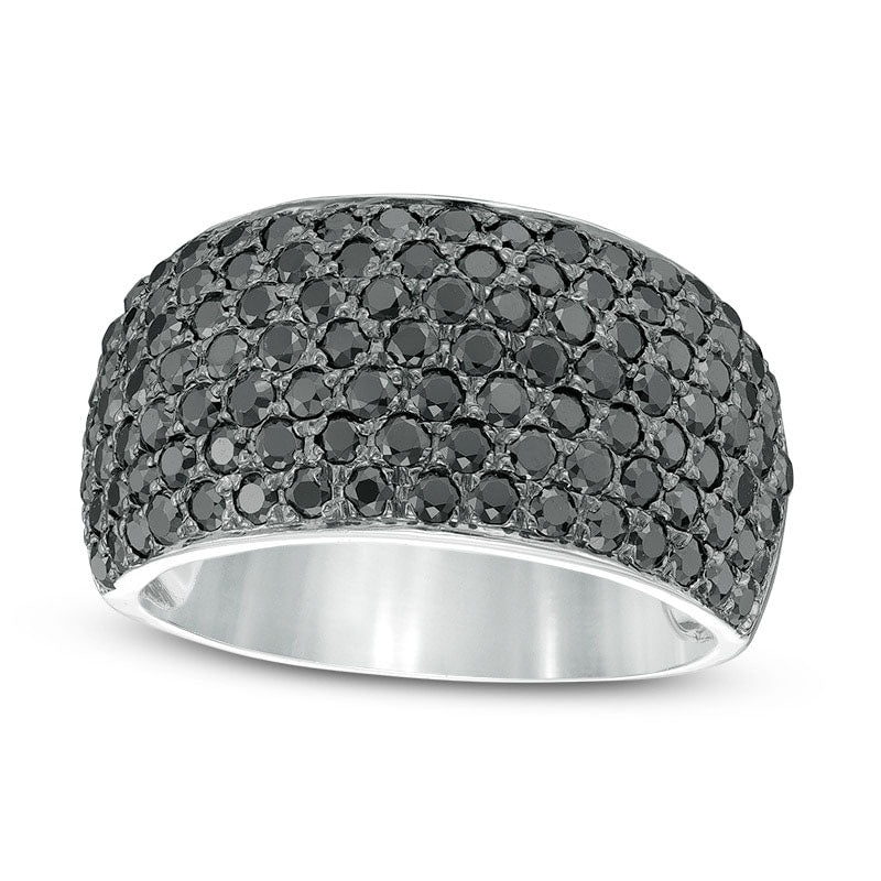Image of ID 1 20 CT TW Enhanced Black Natural Diamond Multi-Row Dome Ring in Solid 10K White Gold