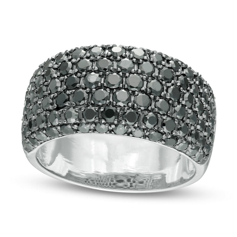 Image of ID 1 20 CT TW Enhanced Black Natural Diamond Multi-Row Domed Ring in Sterling Silver