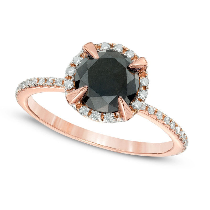 Image of ID 1 20 CT TW Enhanced Black and White Natural Diamond Frame Engagement Ring in Solid 10K Rose Gold