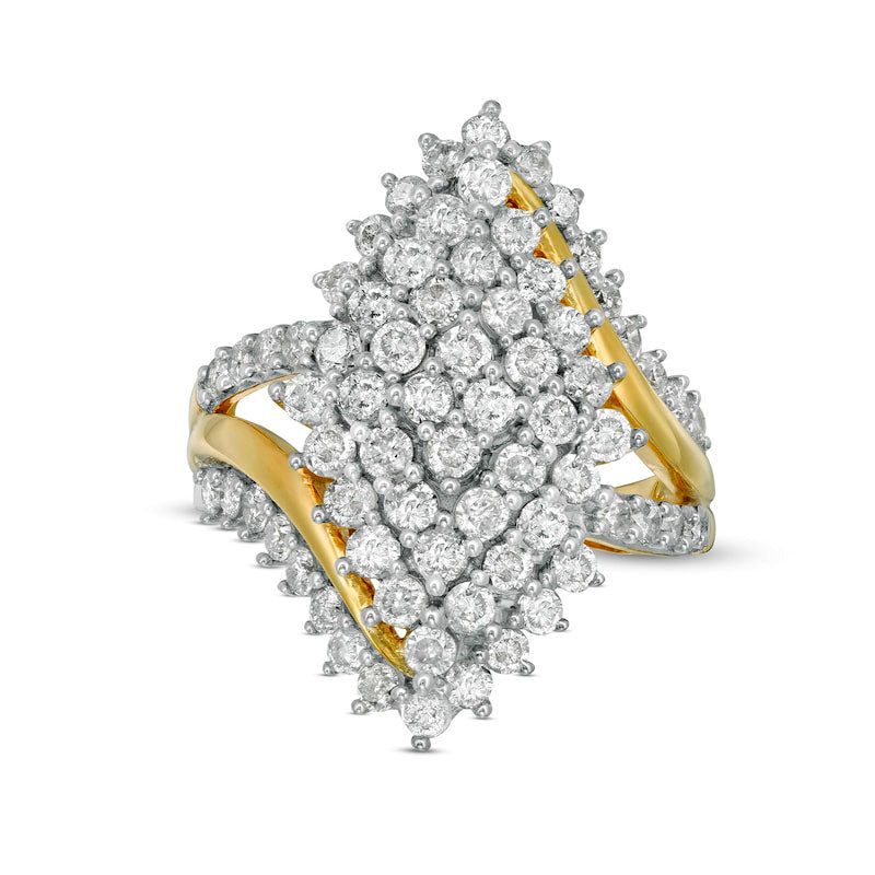 Image of ID 1 20 CT TW Marquise Composite Natural Diamond Split Shank Ring in Solid 10K Yellow Gold