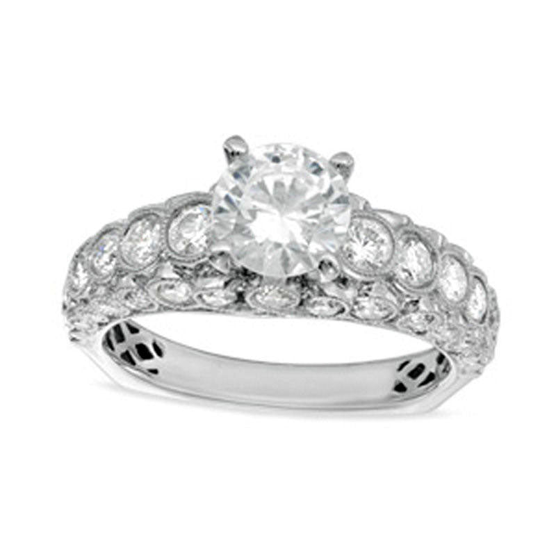 Image of ID 1 20 CT TW Natural Diamond Antique Vintage-Style Engagement Ring in Solid 14K White Gold