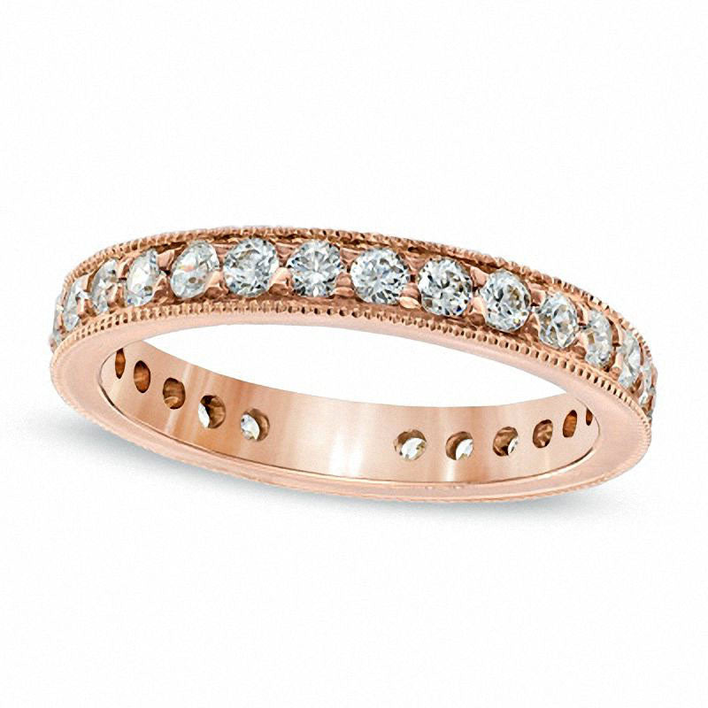 Image of ID 1 20 CT TW Natural Diamond Antique Vintage-Style Eternity Wedding Band in Solid 14K Rose Gold