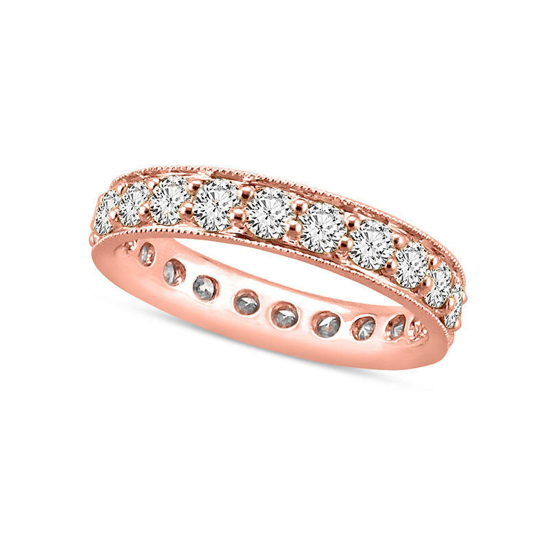 Image of ID 1 20 CT TW Natural Diamond Channel Set Antique Vintage-Style Eternity Wedding Band in Solid 14K Rose Gold