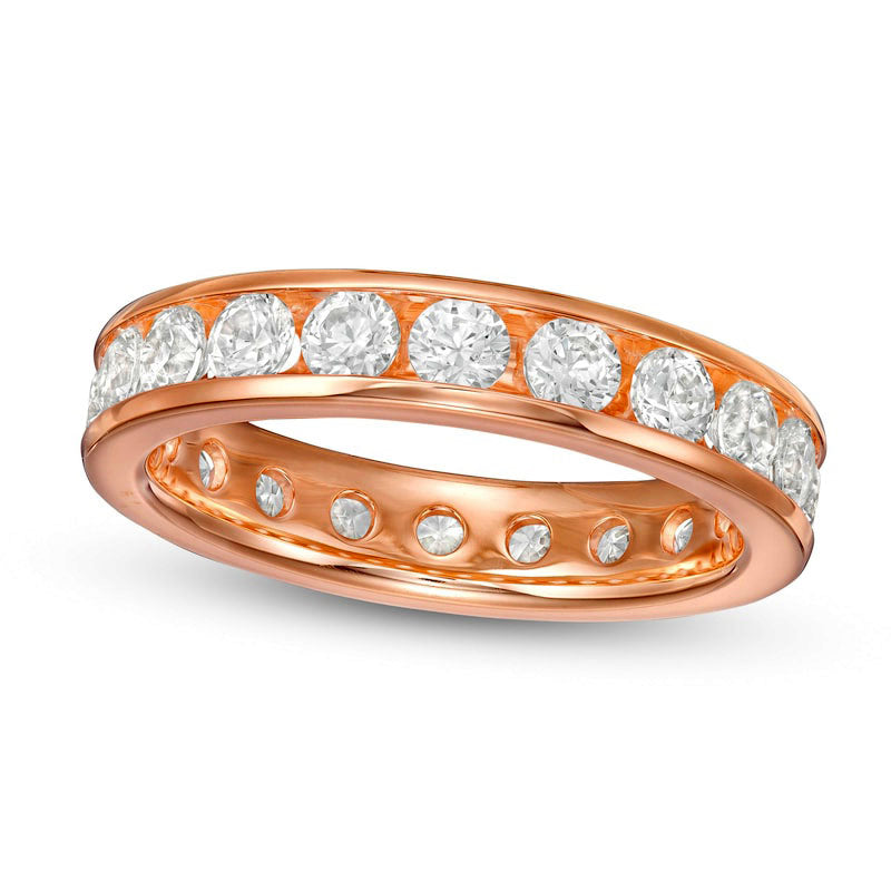Image of ID 1 20 CT TW Natural Diamond Channel-Set Eternity Wedding Band in Solid 14K Rose Gold