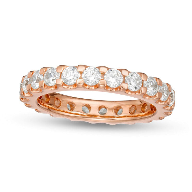 Image of ID 1 20 CT TW Natural Diamond Comfort-Fit Eternity Band in Solid 14K Rose Gold