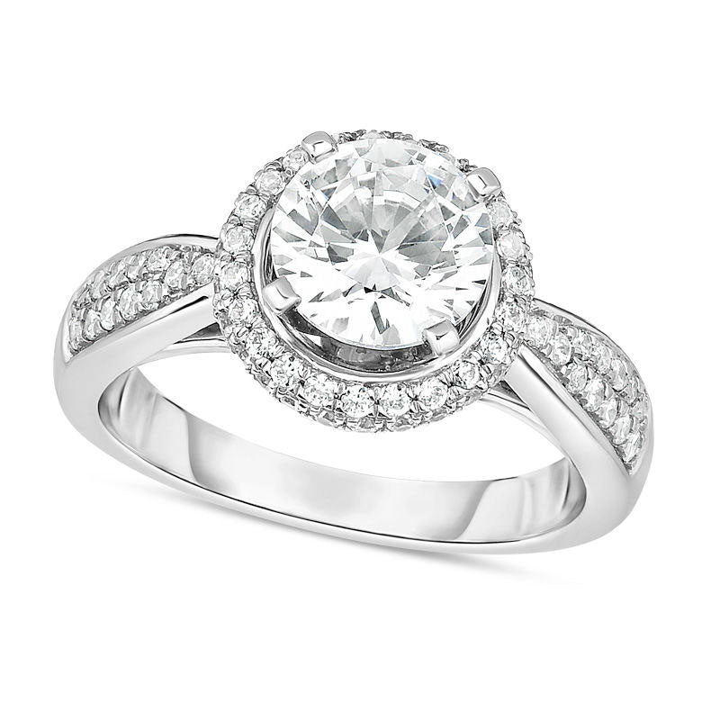 Image of ID 1 20 CT TW Natural Diamond Frame Engagement Ring in Solid 14K White Gold
