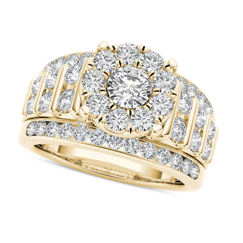 Image of ID 1 20 CT TW Natural Diamond Frame Multi-Row Engagement Ring in Solid 14K Gold