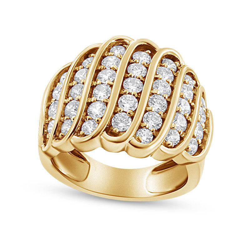 Image of ID 1 20 CT TW Natural Diamond Multi-Row Waterfall Ring in Sterling Silver with Solid 14K Gold Plate