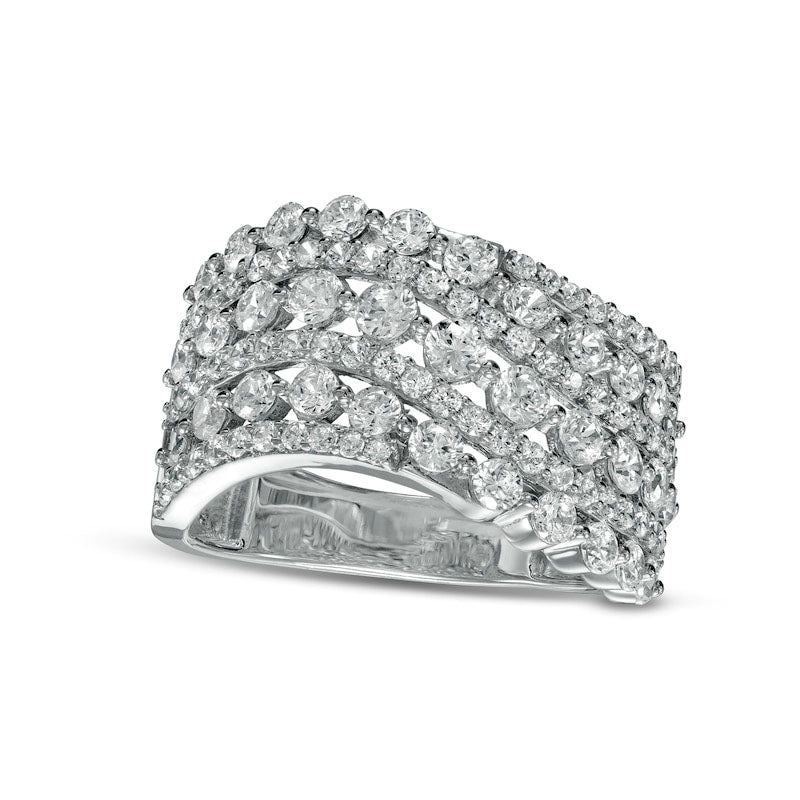 Image of ID 1 20 CT TW Natural Diamond Multi-Row Wave Anniversary Band in Solid 10K White Gold