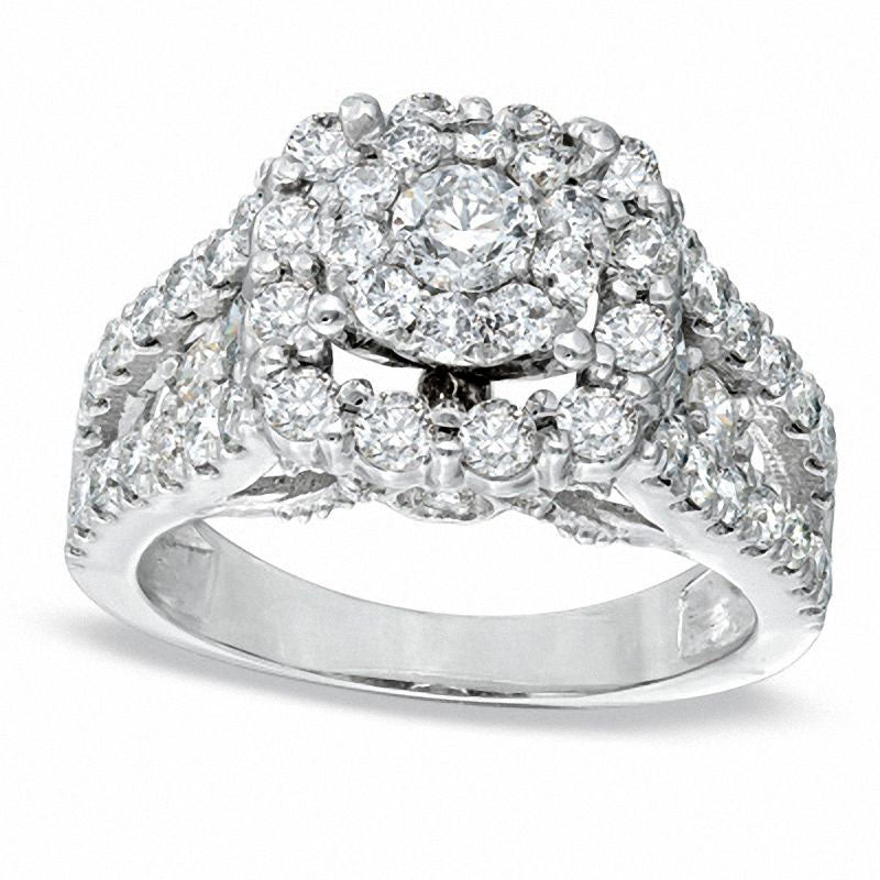 Image of ID 1 20 CT TW Natural Diamond Split Shank Engagement Ring in Solid 14K White Gold
