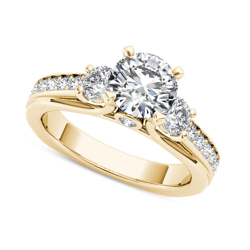 Image of ID 1 20 CT TW Natural Diamond Three Stone Engagement Ring in Solid 14K Gold