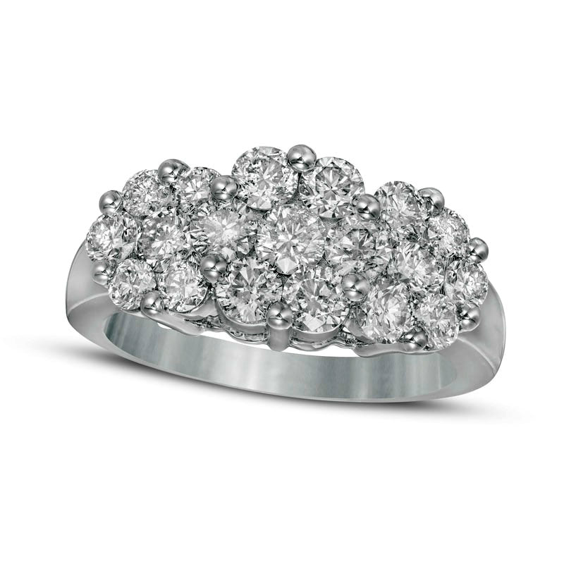 Image of ID 1 20 CT TW Natural Diamond Three Stone Flower Frame Ring in Solid 10K White Gold