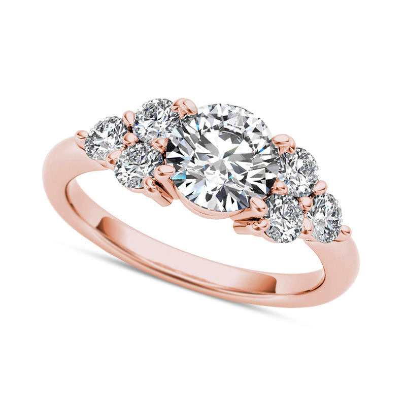 Image of ID 1 20 CT TW Natural Diamond Tri-Sides Engagement Ring in Solid 14K Rose Gold