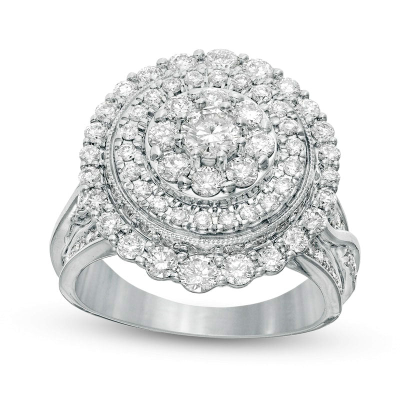 Image of ID 1 20 CT TW Natural Diamond Triple Frame Twist Shank Engagement Ring in Solid 10K White Gold