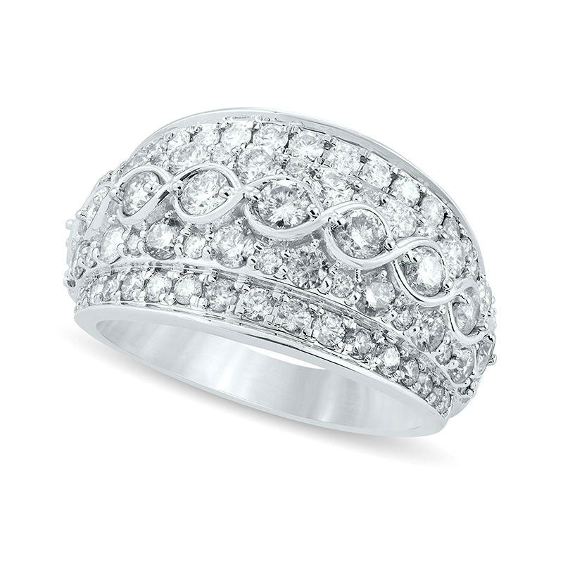 Image of ID 1 20 CT TW Natural Diamond Twist Center Multi-Row Ring in Solid 10K White Gold