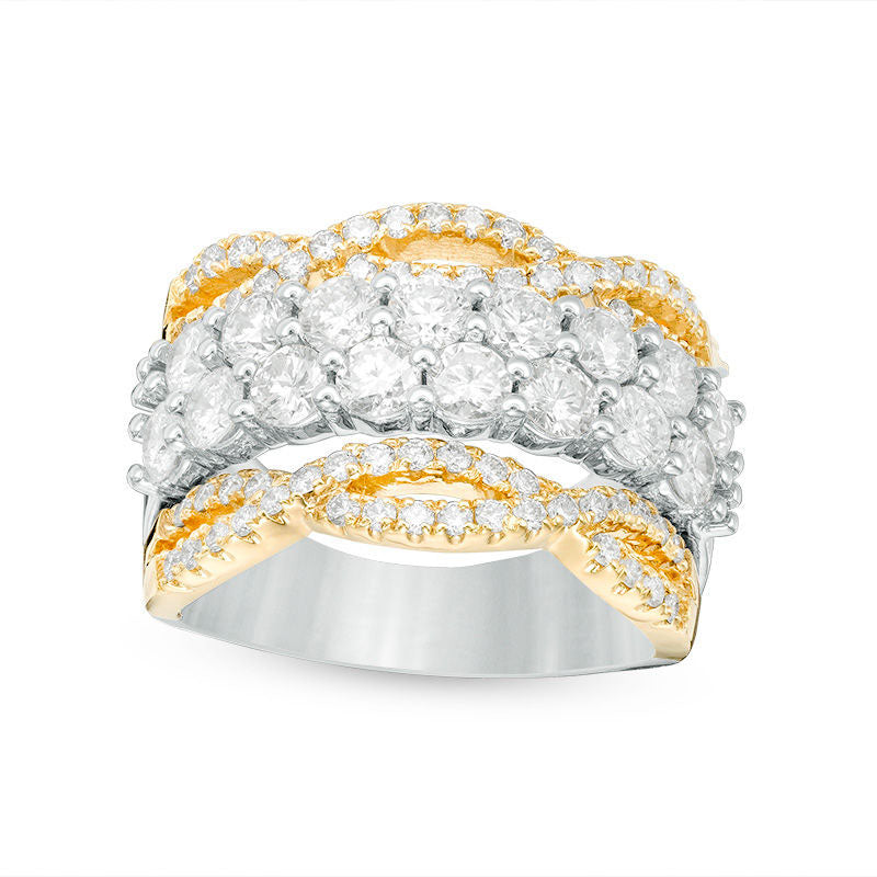 Image of ID 1 20 CT TW Natural Diamond Two Row Twist Edge Band in Solid 14K Two-Tone Gold