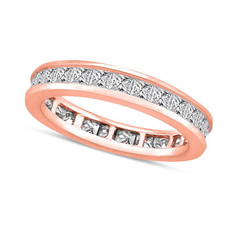 Image of ID 1 20 CT TW Princess-Cut Natural Diamond Channel Set Eternity Wedding Band in Solid 14K Rose Gold