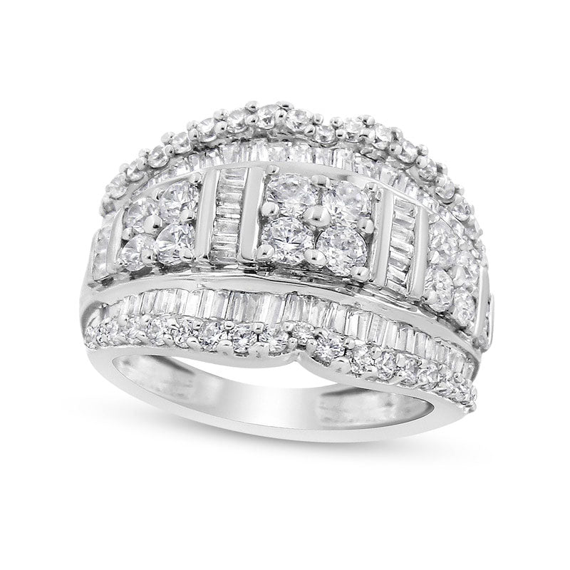Image of ID 1 20 CT TW Quad Natural Diamond Contour Edge Ring in Sterling Silver