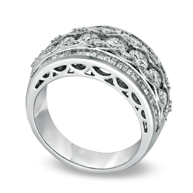 Image of ID 1 20 CT TW Round and Baguette Natural Diamond Anniversary Band in Solid 14K White Gold