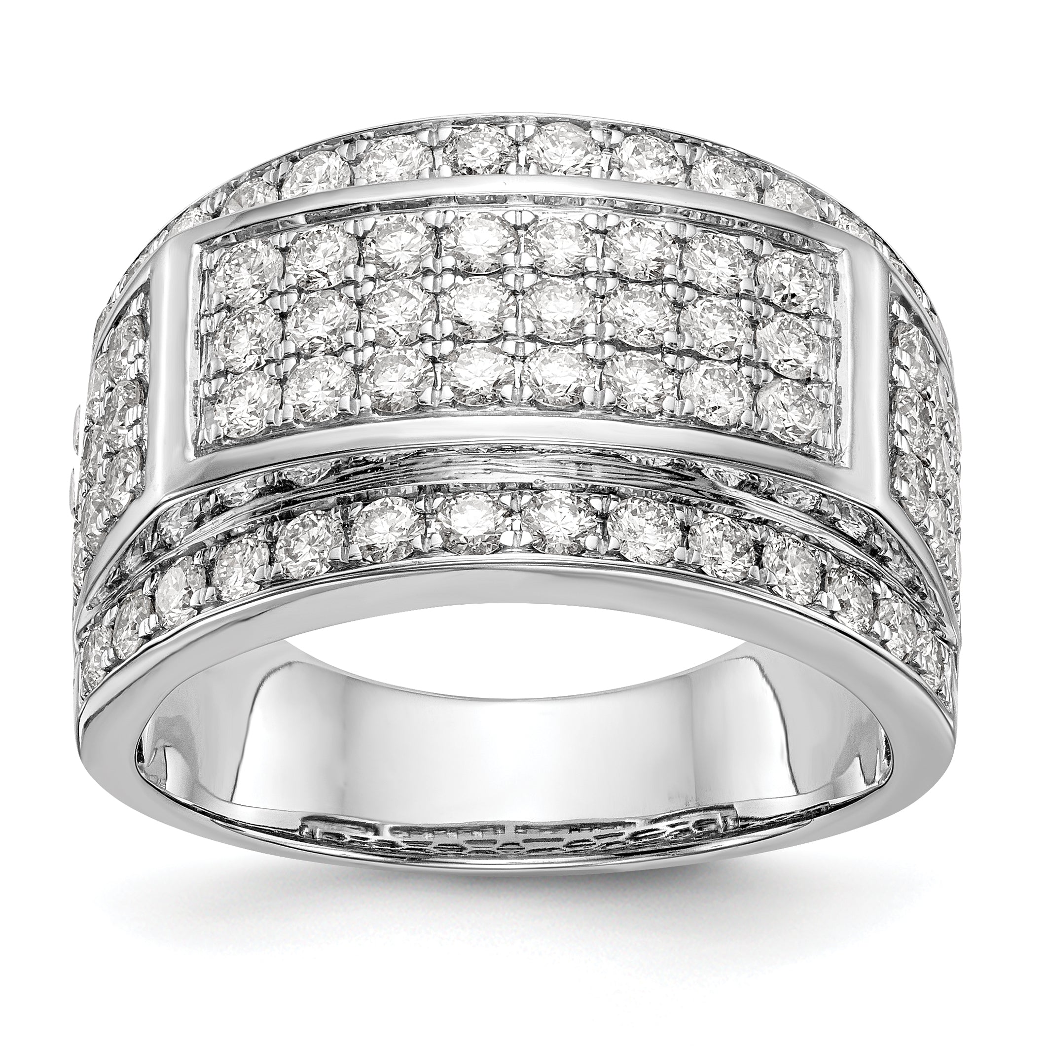 Image of ID 1 206ct CZ Solid Real 14K White Gold Men's Wedding Band Ring