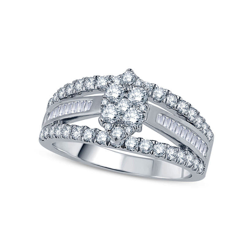 Image of ID 1 210 CT TW Composite Natural Diamond Marquise Split Shank Engagement Ring in Solid 14K White Gold