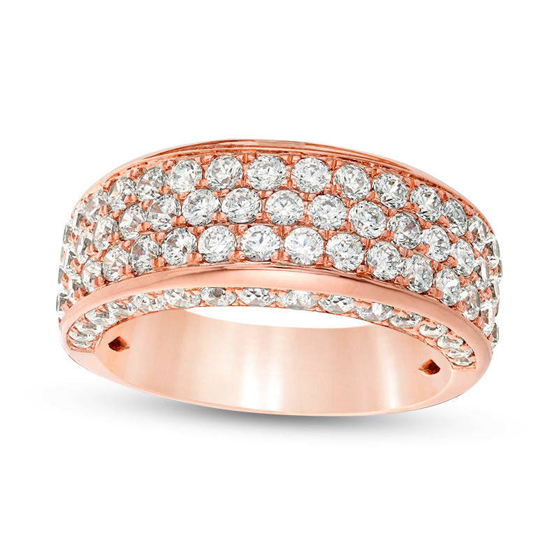 Image of ID 1 213 CT TW Natural Diamond Multi-Row Band in Solid 14K Rose Gold - Size 7