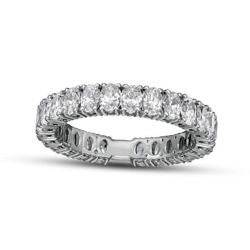 Image of ID 1 2330 CT TW Certified Oval Lab-Created Diamond Eternity Anniversary Band in Solid 14K White Gold (F/VS2)
