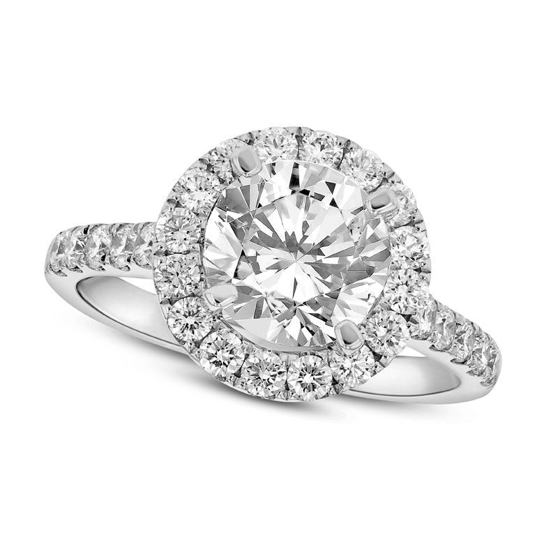 Image of ID 1 2330 CT TW Natural Diamond Frame Engagement Ring in Solid 18K White Gold (H/SI2)