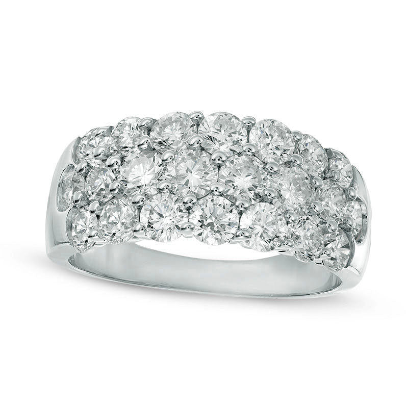 Image of ID 1 238 CT TW Natural Diamond Three Row Ring in Solid 14K White Gold