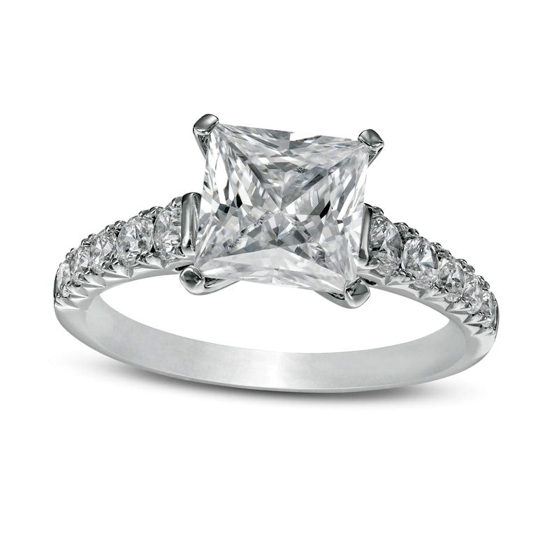Image of ID 1 25 CT TW Certified Princess-Cut Lab-Created Diamond Engagement Ring in Solid 14K White Gold (F/VS2)