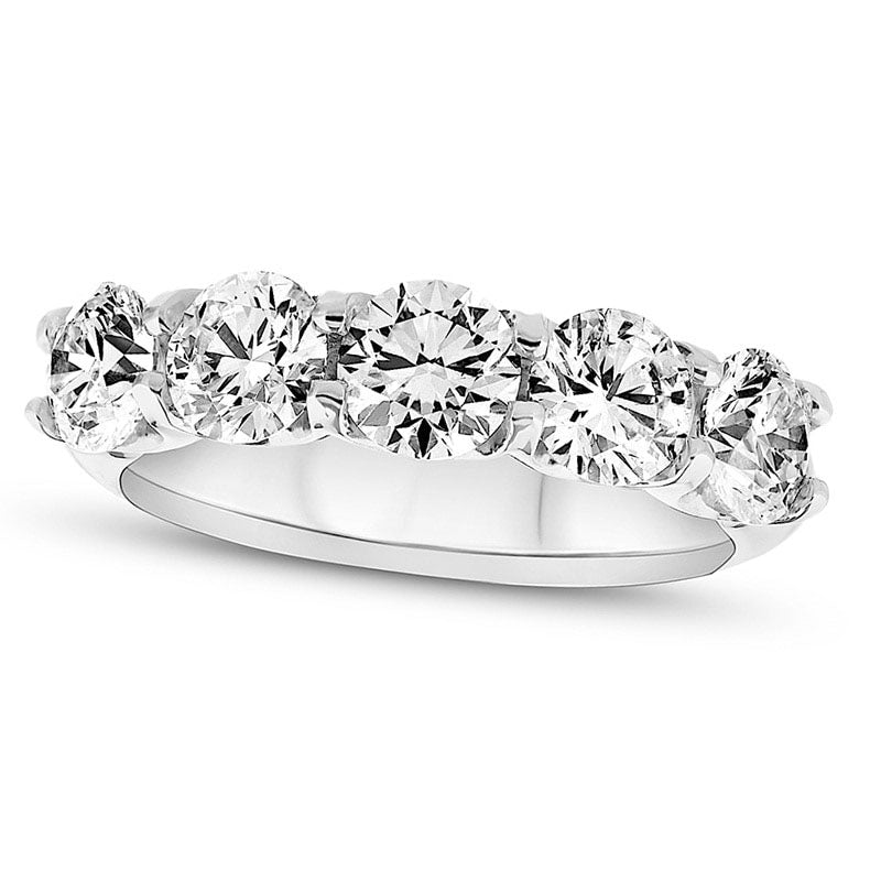 Image of ID 1 25 CT TW Natural Diamond Bold Five Stone Anniversary Band in Solid 14K White Gold