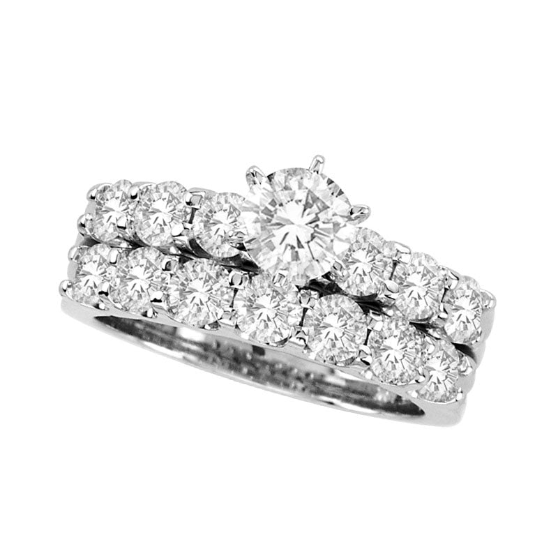 Image of ID 1 25 CT TW Natural Diamond Bridal Engagement Ring Set in Solid 14K White Gold
