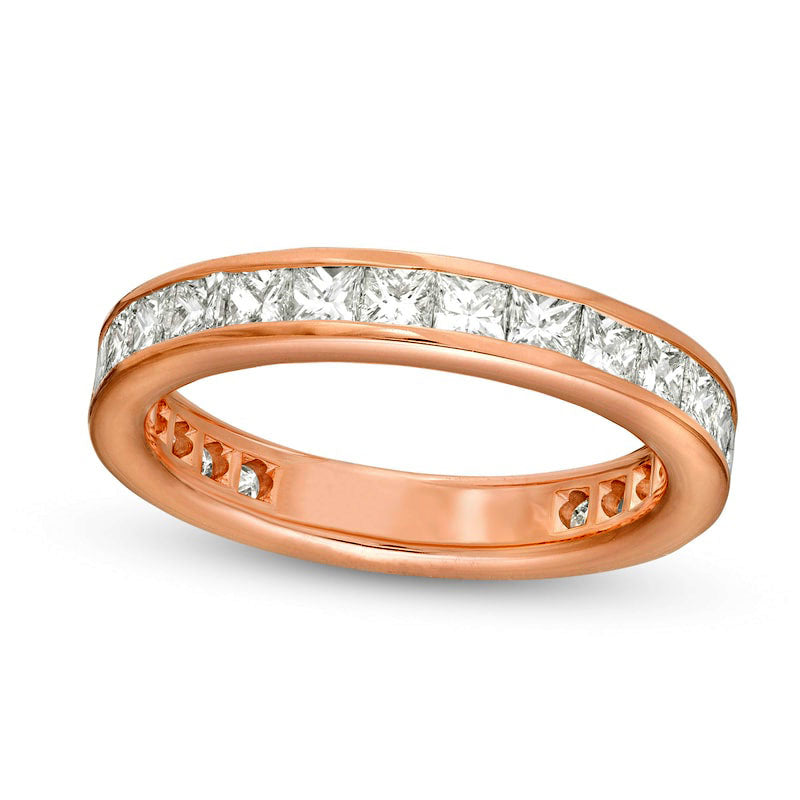 Image of ID 1 25 CT TW Princess-Cut Natural Diamond Eternity Wedding Band in Solid 18K Rose Gold (G/SI2)