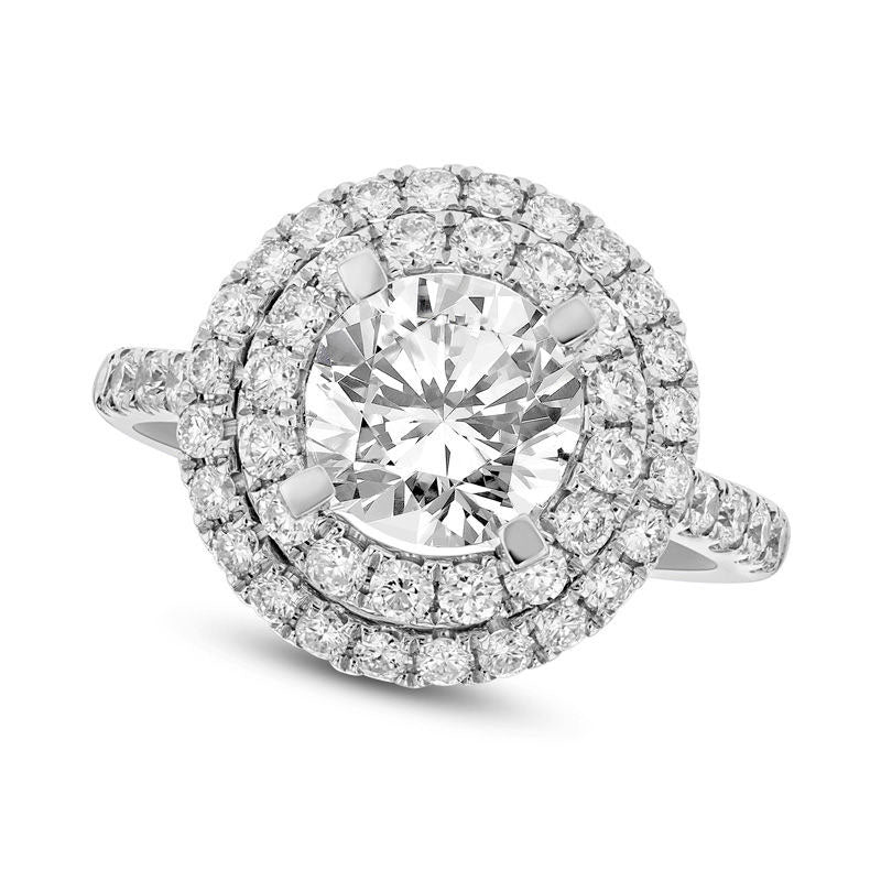 Image of ID 1 263 CT TW Natural Diamond Double Frame Engagement Ring in Solid 18K White Gold (H/SI2)