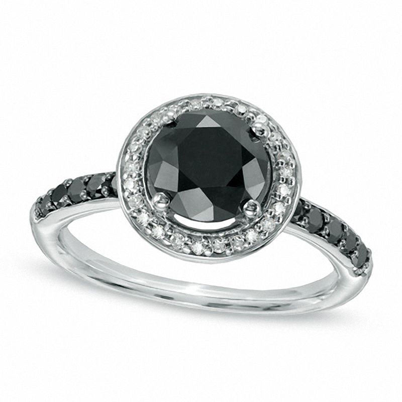 Image of ID 1 275 CT TW Enhanced Black and White Natural Diamond Frame Ring in Solid 10K White Gold