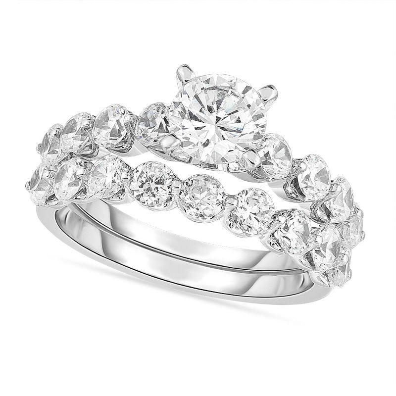 Image of ID 1 275 CT TW Natural Diamond Bridal Engagement Ring Set in Solid 14K White Gold